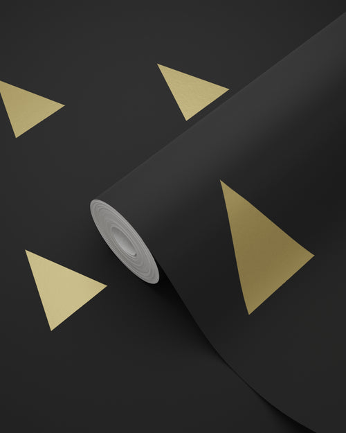 ESTAhome behang grafische driehoeken zwart en goud - 53 cm x 10.05 m - 139123 - vtwonen shop