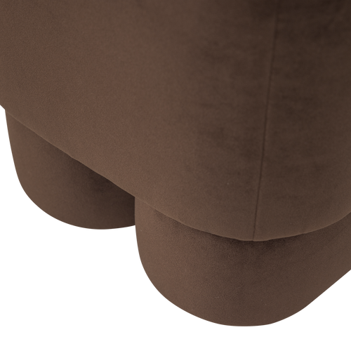 WOOOD poef Valen - Velvet - Bruin - 42x40x40