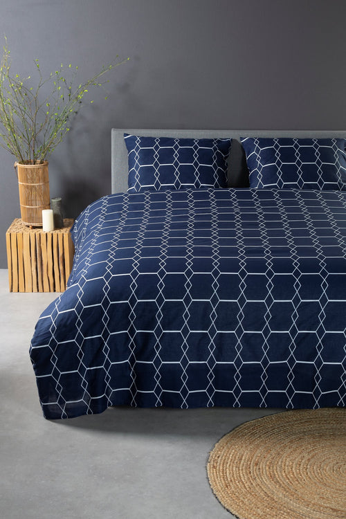 Katoenen Dekbedovertrek - Graphic Navy