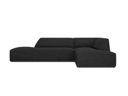 Micadoni rechter hoekbank Ruby 4-zits, structurele stof, zwart - 180x273x69cm