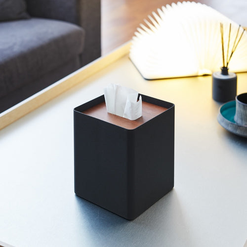 Yamazaki Tissuebox Vierkant - Rin - Zwart - vtwonen shop