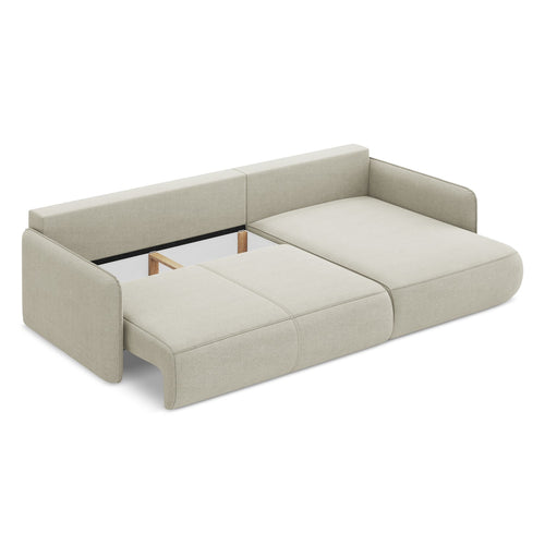 LaMiaSofa hoekbank rechts Palermo - textuurstof - lichtbeige - 240x148x86