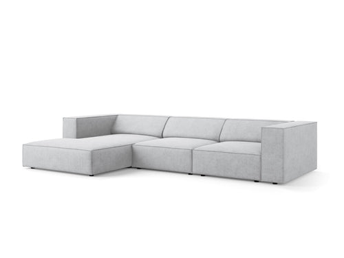 Cosmopolitan Design linker hoekbank Arendal 4-zits, chenille met ribbeleffect, lichtgrijs - 166x284x70cm