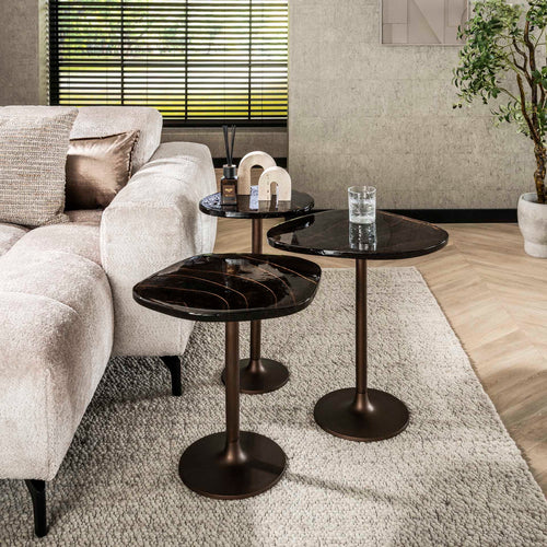 Giga Meubel Bijzettafel Eclipse - Koper Metaal/Glas - 38x33x60cm