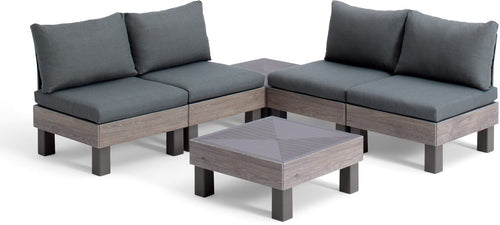 Keter Signature Elements Loungeset - 4 personen - met groene kussens - Cappuccino/Ashwood