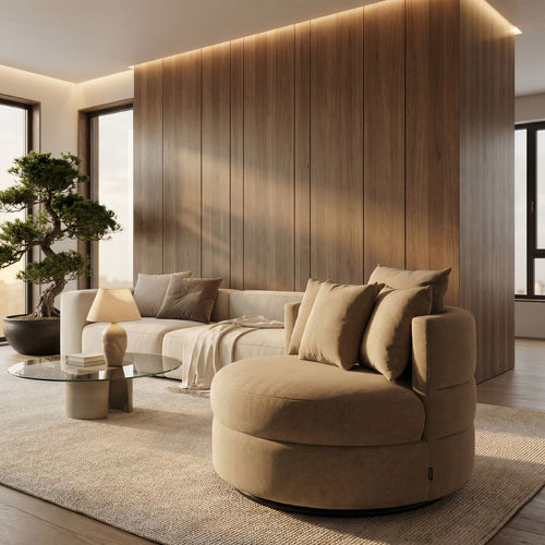 DÉJA Living Draaifauteuil Miles - Taupe Stof - 100x100x84cm