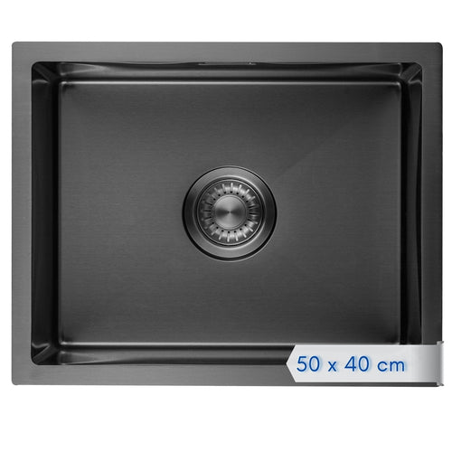 LOMAZOO spoelbak Onyx - RVS - antraciet/gun metal - 50 x 40 cm