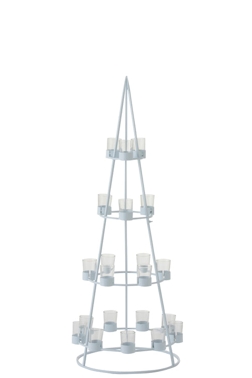 J-Line theelichthouder Boom 21 - metaal/glas - wit - vtwonen shop