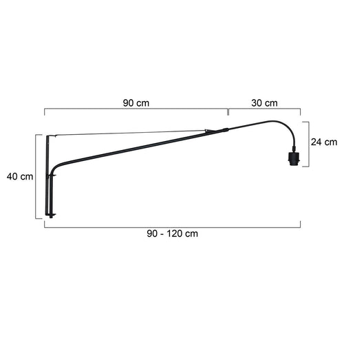 Steinhauer wandlamp elegant - 1 lichts - 120x 56 cm - zwart