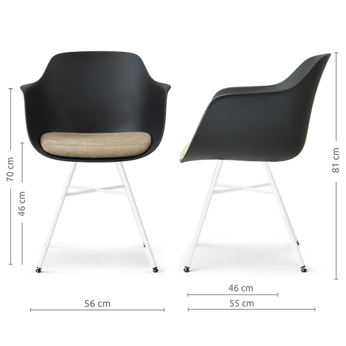 Nolon Noa-Liz eetkamerstoel zwart met nougatbruin zitkussen - wit onderstel
