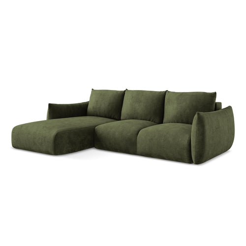 LaMiaSofa hoekbank links Savona - chenille stof - olijf - 242x162x90