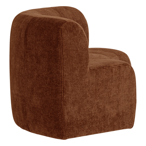 WOOOD eetbank halfronde hoek rugleuning Mojo Base - Rib - R.bruin - 83x152x76