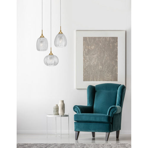 Merano Etobicoke 3-lichts cluster hangende plafondlamp helder glas, gesatineerd goud metaal LED E27