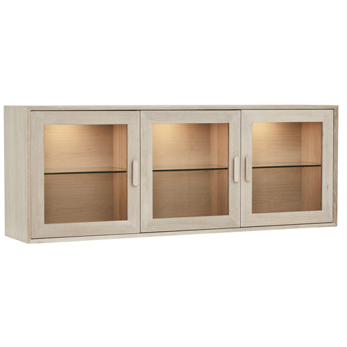 Furnhouse 3-deurs wandkast Porto - Witte olie - MDF, Eikenfineer, Glas - 34x160x60