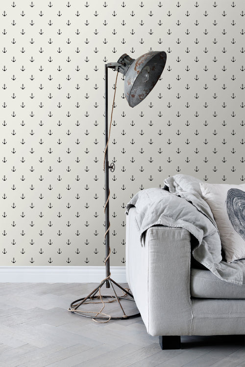 ESTAhome behang ankers beige en zwart - 53 cm x 10.05 m - 128873