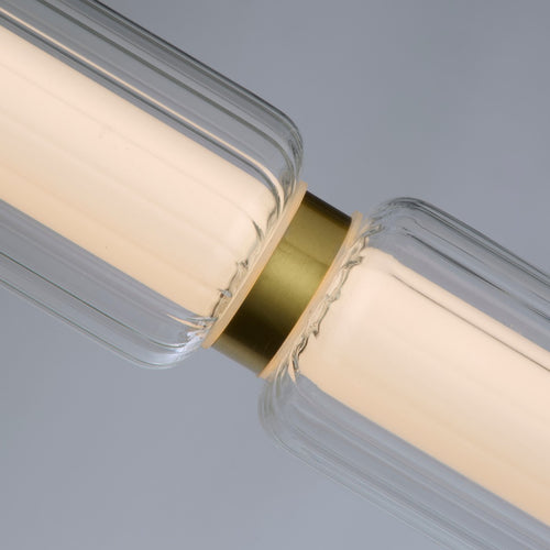 Searchlight Mod LED plafondlamp, satijnen messing metaal, opaal acryl en helder glas