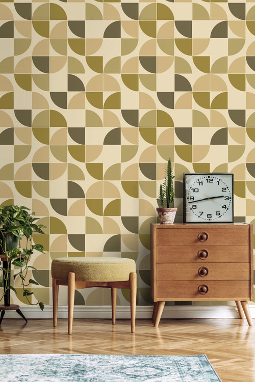 ESTAhome behang retro ornamenten olijfgroen - 50 x 900 cm - 132022