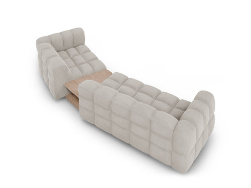 Cosmopolitan Design Rechte modulaire bank Sky 3-zits, flueel, lichtbeige - 148x353x70cm