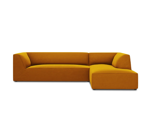 Micadoni rechter hoekbank Ruby 4-zits, flueel, geel - 180x273x69cm
