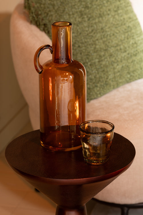 J-Line vaas Cilinder 1 handvat - glas - bruin - 32 cm hoog