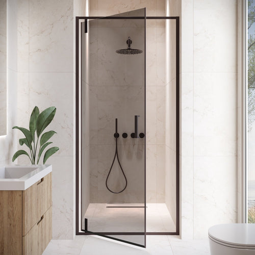 Badplaats Douchedeur Seattle 100 x 190 cm – Zwart Rookglas – Douchewand 6 mm Veiligheidsglas