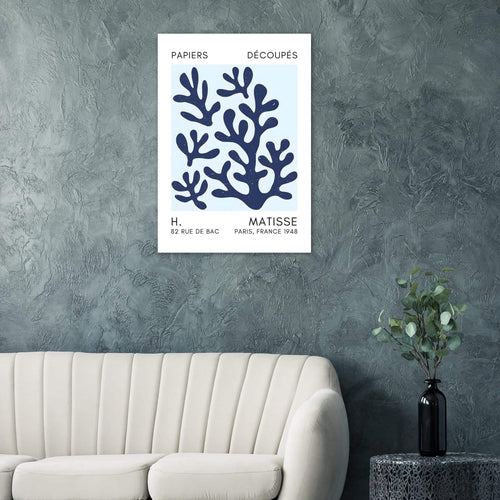 Artfulprints Poster Matisse – Coral shadows navy blue I   - 30x40 cm - Blauw