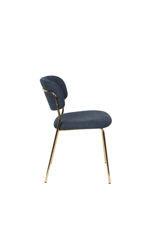 Housecraft Living Jolien Eetkamerstoelen Goud/ Donkerblauw - Set van 2 - vtwonen shop