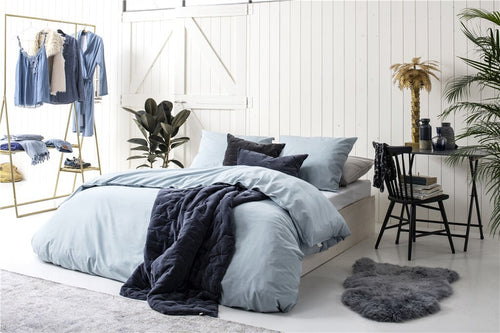 Walra - Dekbedovertrek Vintage Cotton - 240x220 cm - Jeans Blauw