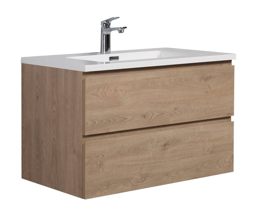 Badplaats Badkamermeubel Set Angela 80 cm – Kastanje Eiken – Badmeubel met Wastafel