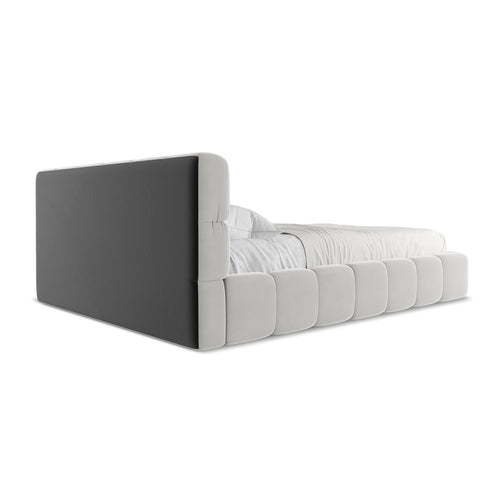 LaMiaSofa Bed met opbergruimte Roma - velours - zilver - 180x228x82
