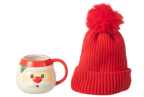 J-Line mok + muts Kerstman - keramiek - mix - giftbox