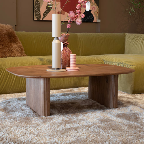 Giga Meubel Salontafel Juro - Deens Ovaal Naturel Hout - 120x70x38cm