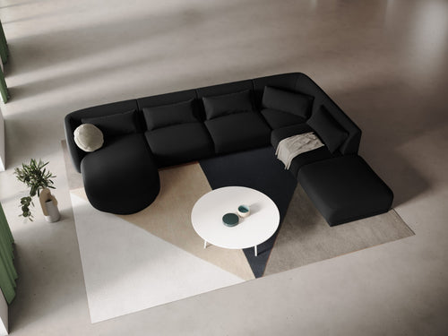 Cosmopolitan Design Panoramische hoekbank rechts Tulum 6-zits, flueel, zwart - 255x330x70cm