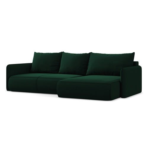 LaMiaSofa hoekbank rechts Palermo - velours - flessengroen - 240x148x86
