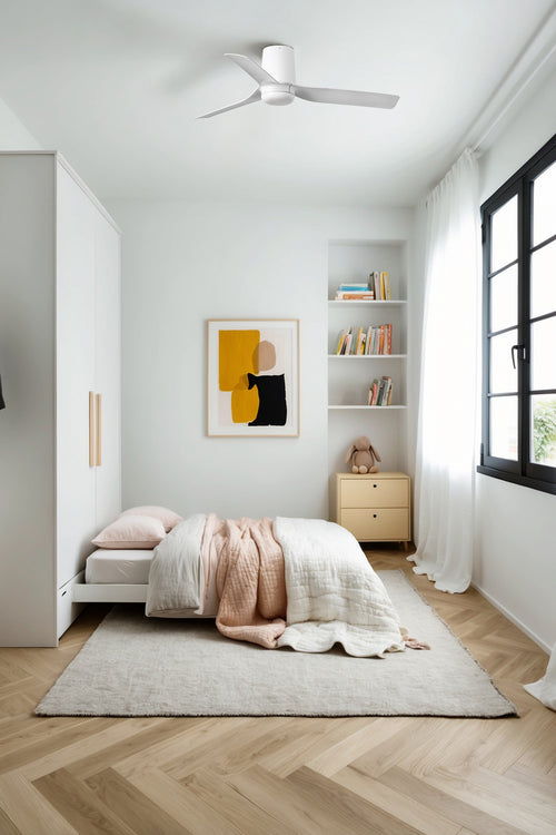 Faro MINI Punt Tub Kleine witte DC-plafondventilator, 6 snelheden