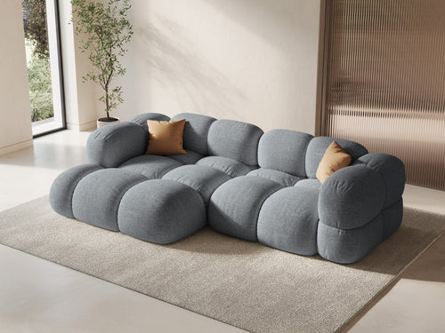 Cosmopolitan Design linker hoekbank Loretto 3-zits, structurele stof grijs - 147x250x68cm
