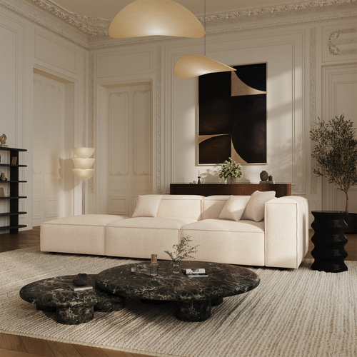 Sia Home - Modulaire bank CUBI - Chenille fluweel - Crème - 301cm