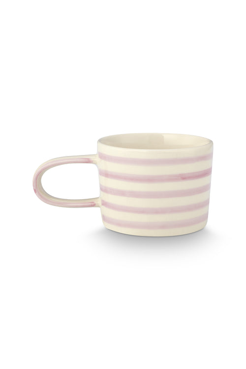 vtwonen - Mokken - Strepen - Lila - Keramiek - 350ml - Set van 4