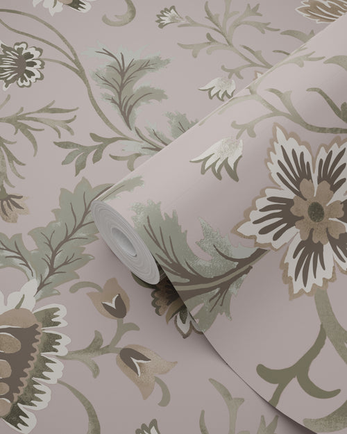 ESTAhome behang vintage bloemen oudroze - 50 x 900 cm - 139414