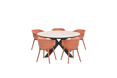 Edison tafel - rond - Ø148 cm - carbon black - light teak Vironwood