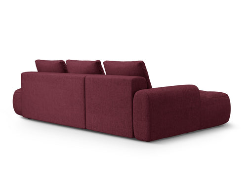 Cosmopolitan Design Uitklapbare hoekbank links met opbergdoos Linz 3-zits, structurele stof bordeaux - 142x275x84cm