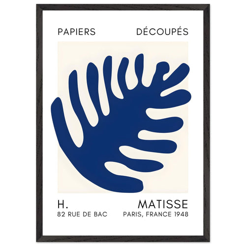 Artfulprints Poster met Lijst Matisse – Coral bloom navy blue II   - 50x70 cm - Blauw