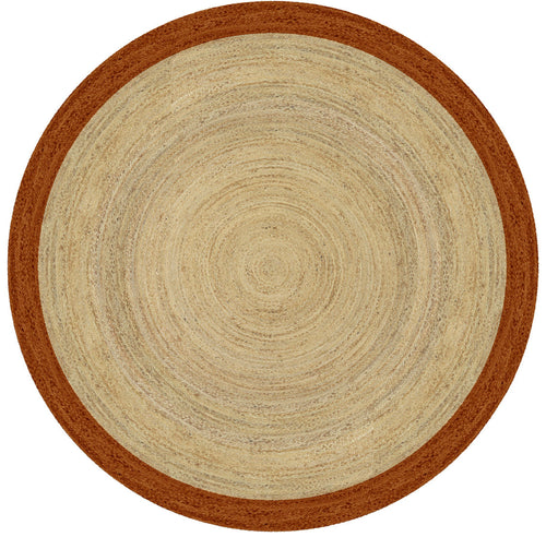 Mrcarpet Rond jute vloerkleed naturel/roest/bruin met rand 120cm - vtwonen shop