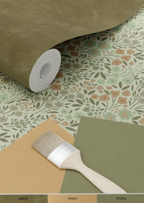ESTAhome behang bloemetjes vergrijsd groen - 53 cm x 10.05 m - 139699 - vtwonen shop