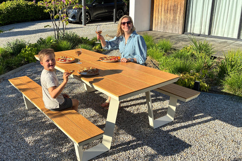 MaximaVida aluminium picknicktafel Bermuda 200 cm ivoor