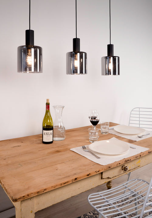 EGLO hanglamp Gorosiba - e27 - 85 cm - rookglas - zwart