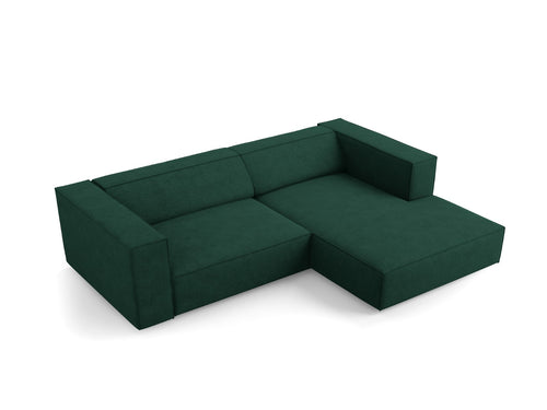 Cosmopolitan Design rechter hoekbank Arendal 3-zits, chenille met ribbeleffect, flessengroen - 166x224x70cm