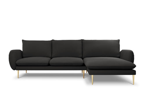 Cosmopolitan Design rechter hoekbank Vienna 5-zits, boucle, zwart - 170x255x95cm