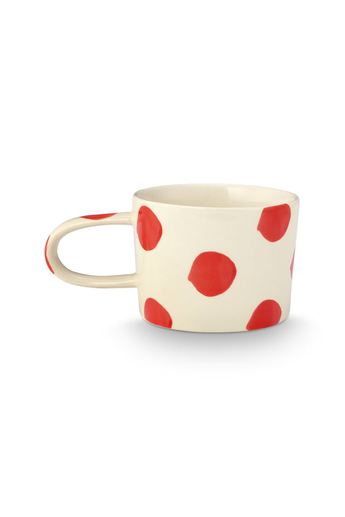 vtwonen - Mokken - Rood - Stippen - Set van 2 - Keramiek - 350ml