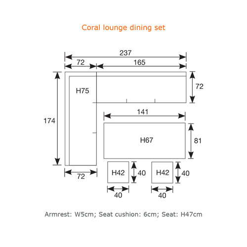 Garden Impressions Coral lounge/dining set 5-delig - organic grey